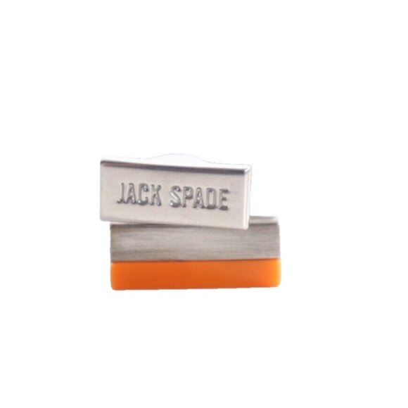 Jack Spade Men’s Cufflinks Orange Silver Metal 2tone Color Rectangular Cufflink - Picture 5 of 6